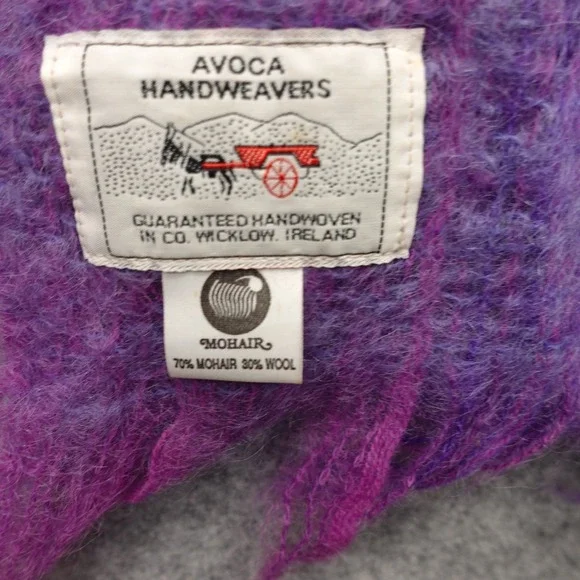 Mohair Wool Shawl Scarf VTG‎ Purple Ombre Striped Irish AVOCA HANDWEAVERS 25x68 - Picture 3 of 8